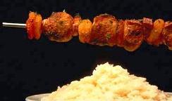 Kabobs and White Rice