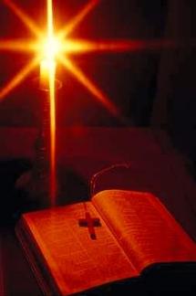Candle, Cross, and Holy Bible